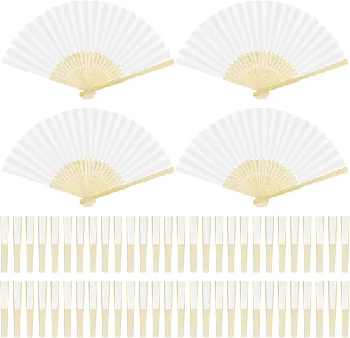 Vista 10 de Aodaer Abanicos plegables de papel de bambú para regalo de boda, recuerdos de fiesta, bricolaje, decoración del hogar, multicolor