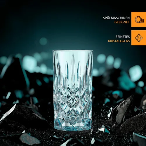 Vista 6 de Nachtmann Juego de vasos largos de 2 piezas, 3,574.5 fl oz, azul aguamarina, Noblesse, 105710, vasos de cóctel hechos de cristal de cristal, aptos