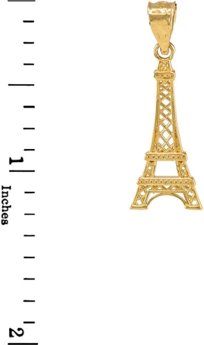 Vista 2 de Collar con colgante de oro fino de 10 quilates de la torre Eiffel
