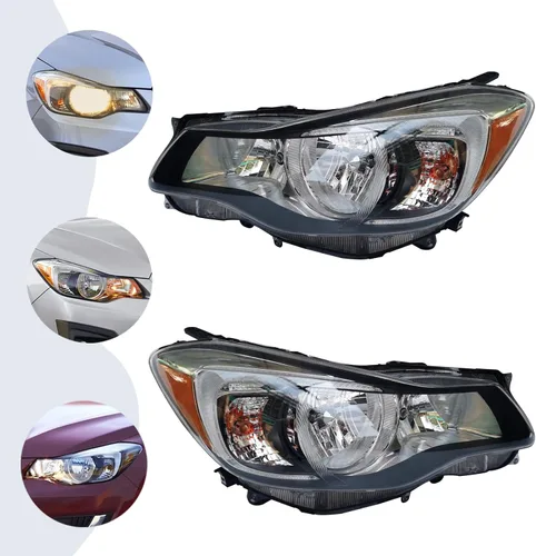 Vista 4 de CNCEST Par de faros delanteros halógenos, ajuste directo, carcasa cromada, lente transparente, para modelos Subaru Impreza 2015-2016, delantero