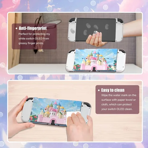 Vista 8 de ECHZOVE Protective Case Compatible with Nintendo Switch OLED,Switch OLED Hard Console Case and Joy Con TPU Case with Thumb Grip Caps and Screen