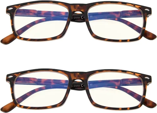 Vista 14 de Eyekepper Blue Light Reading Glasses Men Women, Rectangular Black Frame Transparente