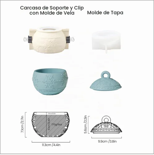 Vista 5 de BOOWAN NICOLE Vasos grandes de vela de luz de Navidad con moldes de silicona de tapa, moldes de silicona para tarro de vela de bola de Navidad
