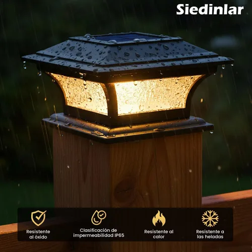 Vista 6 de SIEDiNLAR - Luces solares para postes de cristal para exteriores, 2 modos Negro