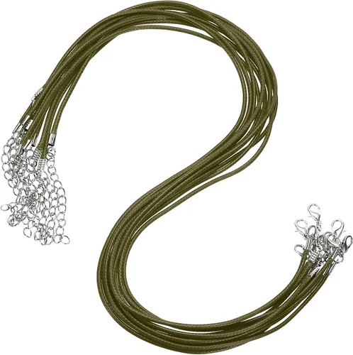 Vista 130 de MECCANIXITY 10 cordones de collar encerado de 18 pulgadas, cadena de collar a granel con cierre de 0.059 in de cuerda de cuero encerado para hacer