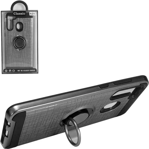 Vista 3 de Para Samsung Galaxy A21 (SM-A215) - Funda para teléfono con soporte de anillo - RS2 Gris