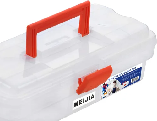 Vista 8 de MEIJIA Caja de almacenamiento portátil de herramientas, organizadores con pestillos plegables (negro y naranja) (12 x 5.9 x 3.94 pulgadas)