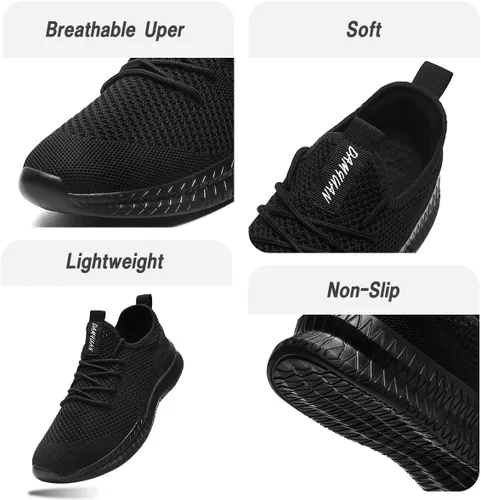 Vista 4 de Zapatos de trabajo antideslizantes para hombre, tenis y gimnasio, transpirables, antideslizantes, ligeros y cómodos para usar todo el día, deportes