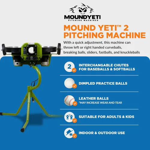 Vista 2 de Mound Yeti Baseball Softball Pitching Machine, Youth and Adult Single Wheel Pitching Machine for Baseball and Softball, Training Equipment