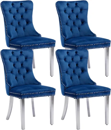 Vista 81 de Juego de 2 sillas de comedor de terciopelo beige, sillas de comedor tapizadas beige01
