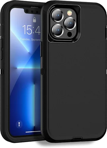 Vista 10 de MXX Funda para iPhone 13, con protector de pantalla de vidrio templado, protector de lente de cámara de 3 capas de alta resistencia, a prueba