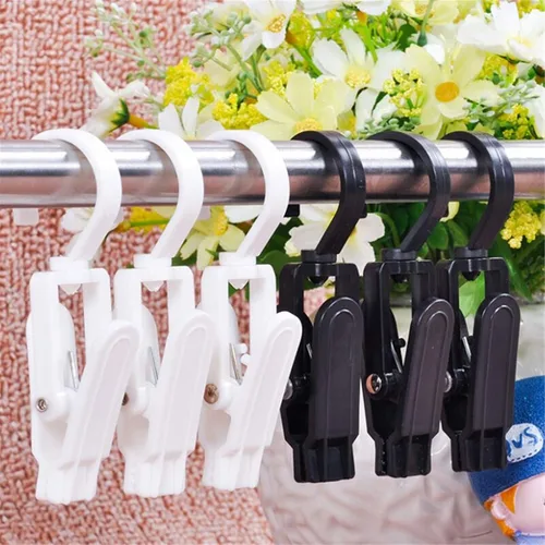 Vista 5 de 10 ganchos giratorios de plástico superfuertes para colgar en el hogar, clips giratorios para lavandería, clips de cortina, alfileres de ropa, clips