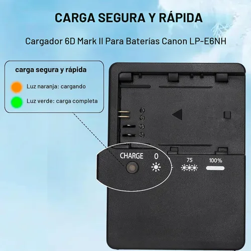 Vista 3 de Cargador de batería LC-E6 LC-E6E LP-E6N para Canon EOS R R5 R6 5D Mark II 5D Mark III 5D Mark IV 5DS 5DS R 6D 6Da 6D Mark II 7D 7D Mark II 60DA 60D