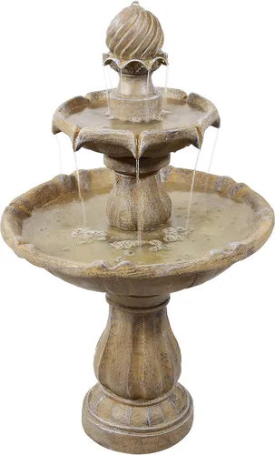 Vista 12 de Sunnydaze Fuente de agua solar de 2 niveles de 35 pulgadas con respaldo de batería, bomba sumergible, resina y fibra de vidrio, color negro