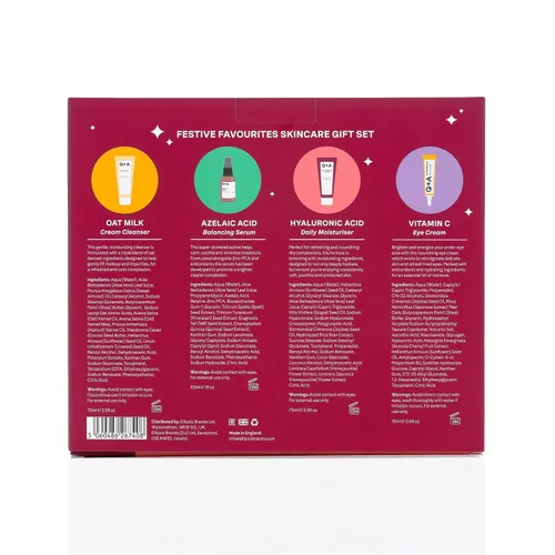 Vista 4 de Q+A Set de regalo Festive Favourites que contiene un hidratante de ácido hialurónico (2.5 fl oz), un limpiador en crema de leche de avena