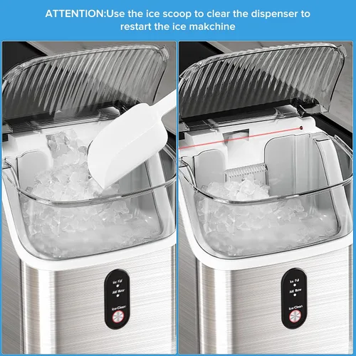 Vista 6 de Electactic Máquina de hielo de pepitas para encimera Pro - 34 libras/24 horas, máquina de hielo de pellets autolimpiante con hielo masticable suave