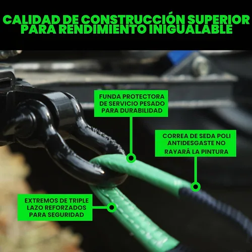 Vista 3 de Dos correas de recuperación resistentes de Rhino USA, Negro