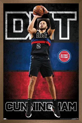Vista 17 de Trends International NBA Detroit Pistons - Póster de pared de Cade Cunningham 23, 22.4 pulgadas de largo x 14.7 pulgadas, versión enmarcada