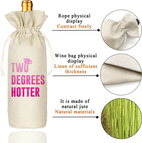 Vista 3 de Graduación dos grados más caliente, divertida bolsa de vino bonita, regalo de graduación universitaria para él, para él, para ella, felicitaciones