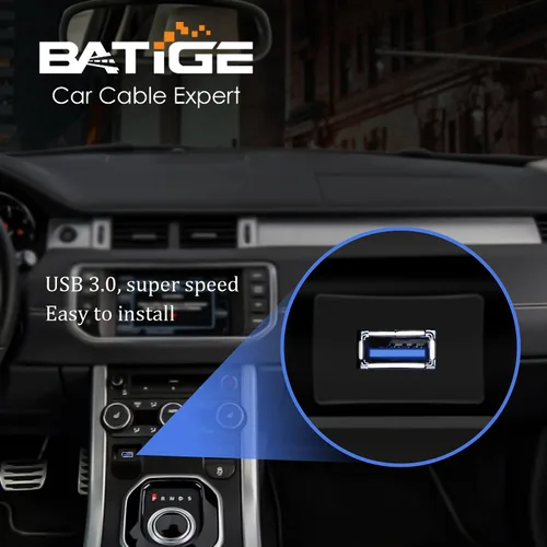 Vista 2 de Cable de extensión cuadrado de un solo puerto USB 3.0 de montaje empotrado con hebilla para automóvil, camión, barco, motocicleta, salpicadero, 1 pie