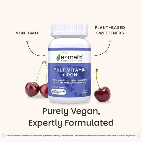 Vista 6 de EZ Melts Multivitamínico + Hierro - Multivitamínico diario para mujeres y hombres - Apoya niveles de energía saludables y protección antioxidante
