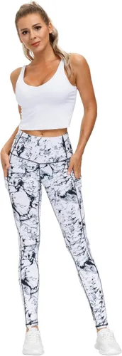 Vista 2 de THE GYM PEOPLE - Pantalones deportivos de yoga gruesos de tiro alto para mujer, con bolsillos y control de abdomen, leggings para entrenar y correr