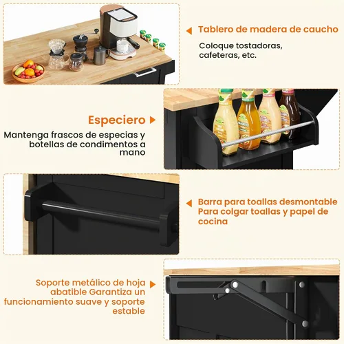 Vista 7 de Yaheetech Isla de cocina enrollable de 49 pulgadas de ancho
