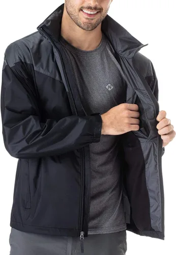 Vista 3 de NAVISKIN Chubasquero impermeable para hombre, con capucha oculta, poncho ligero y plegable