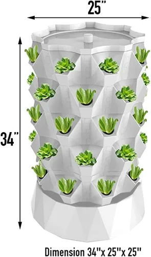 Vista 6 de Sistema de cultivo hidropónico de 40 macetas para acuaponía, torre de jardín, kit de cultivo aeropónico para interiores y exteriores, hierbas