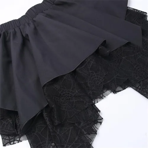 Vista 7 de TOMETO STAR Faldas irregulares de malla para mujer, con cremallera de pentagrama, punk gótica, oscuridad, falda casual suelta para club