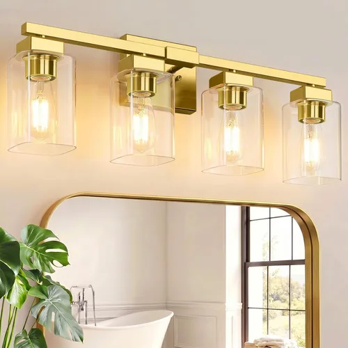 Vista 11 de Lámpara de baño de 3 luces de 19 pulgadas, moderna lámpara de tocador negra, accesorios de iluminación de baño sobre espejo, lámpara de aplique