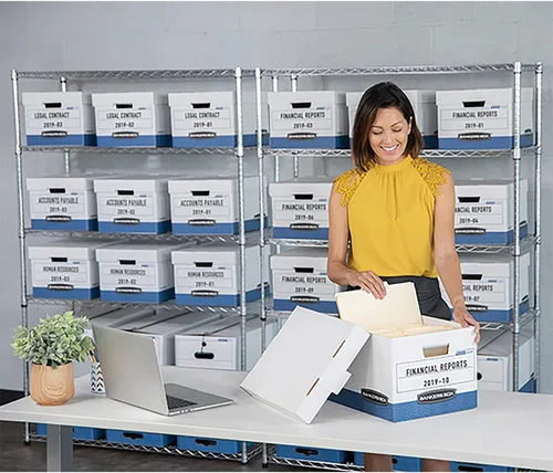 Vista 5 de Bankers Box Paquete de 4 cajas de almacenamiento de archivos de servicio