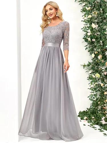 Vista 3 de Ever-Pretty - Vestido largo elegante para dama de honor con cintura imperio manga de 34 07412