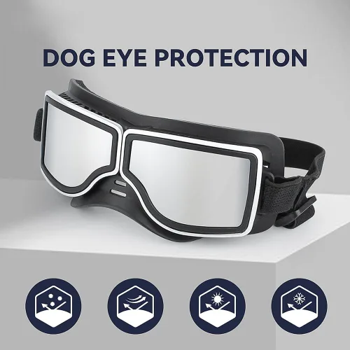 Vista 2 de Gafas de protección UV para perros medianos y grandes – Gafas de sol impermeables a prueba de viento, gafas protectoras duraderas para razas largas