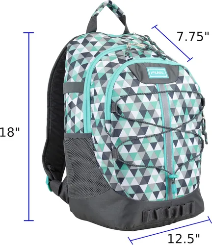 Vista 2 de FUEL Mochila de senderismo para mujeres y hombres, Terra Sport, viajes, universidad, gimnasio, trabajo con funda para laptop, Bungee, 18 pulgadas