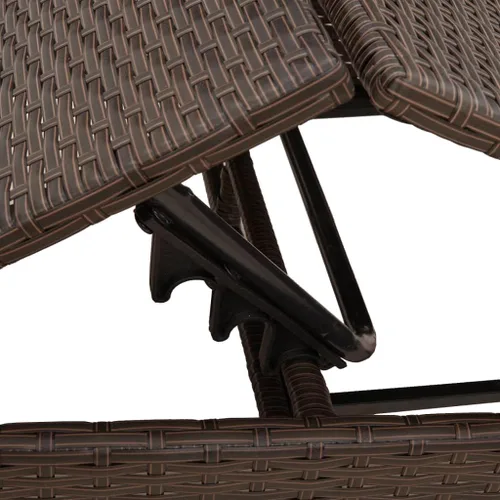 Vista 8 de Brown PE Rattan Sun Lounger Set, Adjustable Backrest, Powder-Coated Steel Frame, Plush Cushions, for Patio Garden Poolside