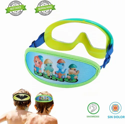 Vista 4 de Kids Goggles Swimming 4-7,Kids Goggles Fabric Strap,Wide View Swimming Goggles for Toddler