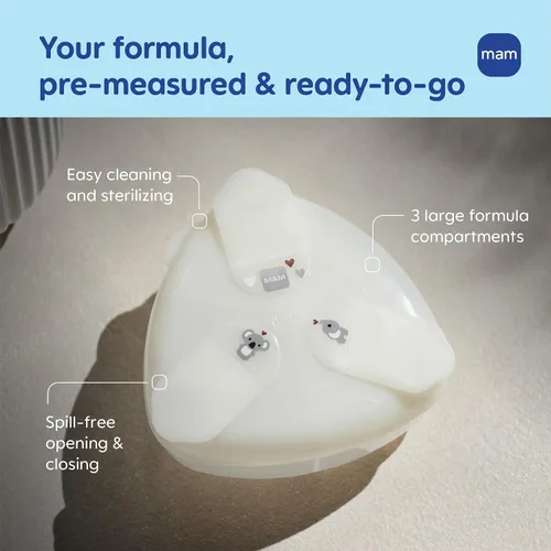 Vista 2 de MAM Dispensador de fórmula para bebés, contenedor de fórmula de leche de viaje a prueba de derrames, con 3 compartimentos de 1.4 onzas cada uno