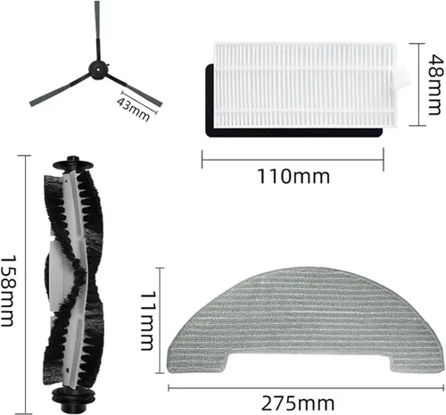 Vista 3 de 6 piezas de repuesto de cepillos laterales robot aspirador accesorios compatibles con XIEBRO HR1010 barredora