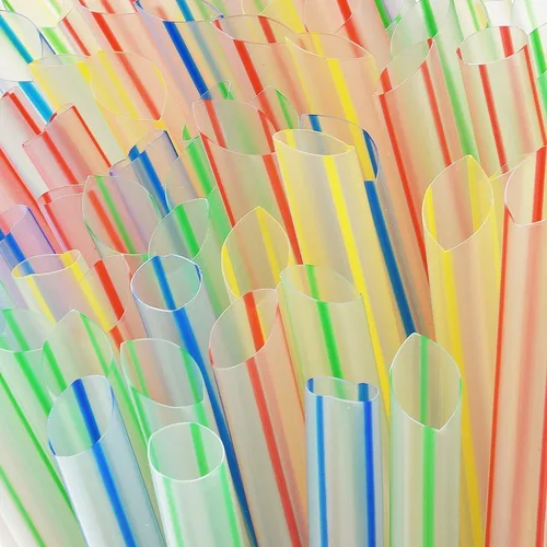 Vista 4 de ALINK 100 pajitas Boba a rayas + 100 pajitas Boba de plástico