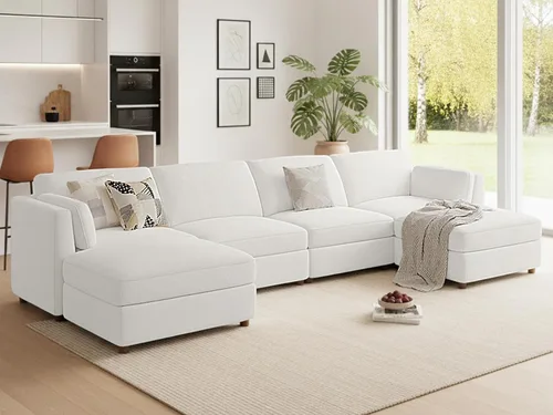 Vista 35 de CUGOAO Sofá biplaza extragrande de 83.5 pulgadas, sofás para sala de estar, sofá nube de felpilla de asiento profundo, sofá modular seccional, funda