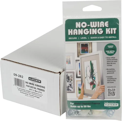 Vista 4 de Fletcher® Picture Perfect - Sistema para colgar sin alambre, arte de pared para colgar hasta 50 libras (1 paquete de metal)