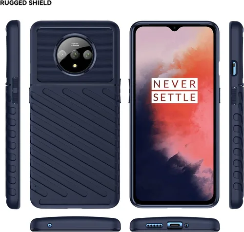 Vista 4 de Asuwish Funda de teléfono para OnePlus 7T con cubierta protectora de pantalla de vidrio templado y accesorios para celda, funda delgada y suave