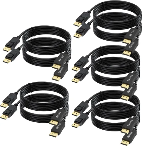 Vista 9 de Cable DisplayPort de 1 pie, paquete de 10 unidades, puerto de pantalla corta (DP) a cable DP de 1 pie [1440P @144 Hz, V1.2 ]