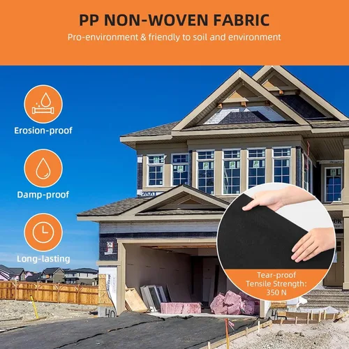 Vista 3 de Towallmark Paisaje geotextil, tela geotextil de 3 pies x 100 pies y 8 onzas, drenaje PP resistencia a la tracción 350N y capacidad de carga 440N