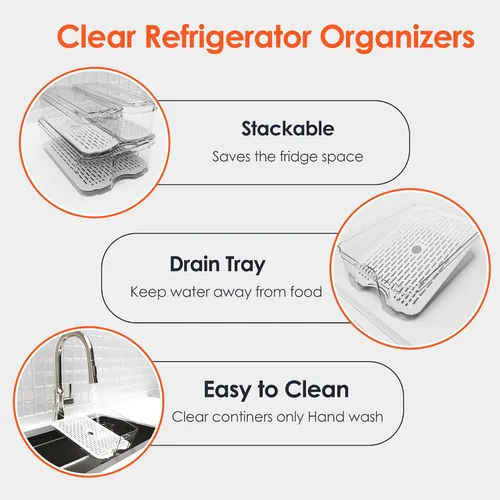 Vista 6 de SMRCAD Organizadores y almacenamiento de refrigerador, soporte automático para huevos y paquete de 6 cubos organizadores de frutas con tapas