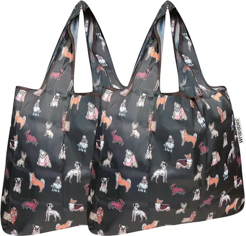 Vista 37 de allydrew Bolsa plegable de nailon para comestibles reutilizable (Set de 2), Ballenas Azules