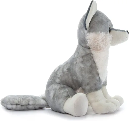 Vista 9 de The Petting Zoo Peluche de lobo gris, regalos para niños, animales salvajes del zoológico Onez, juguete de peluche jumbo de lobo gris de 20 pulgadas