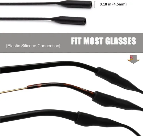 Vista 3 de 3 Pack Elastic Silicone Eye Glasses Strap, Sports Sunglasses Straps, Reading Eyeglasses Holder/Rope/String/Retainer/Cords
