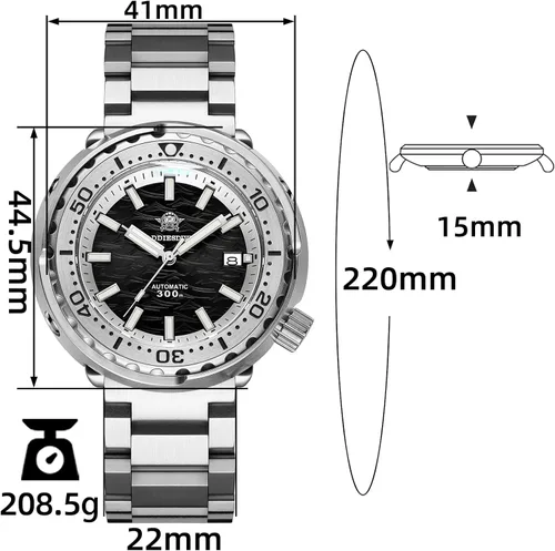 Vista 2 de ADDIESDIVE Relojes de buceo para hombre, reloj de pulsera automático, resistente al agua 300 M, fecha, pantalla analógica, esfera luminiscente 2098